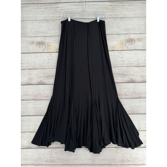 Max Edition Tulil Pull On Maxi Skirt Womens Large Black Stretch - Picture 1 of 10